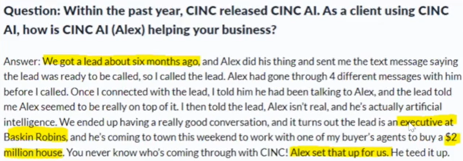 CINC AI Client Testimonial