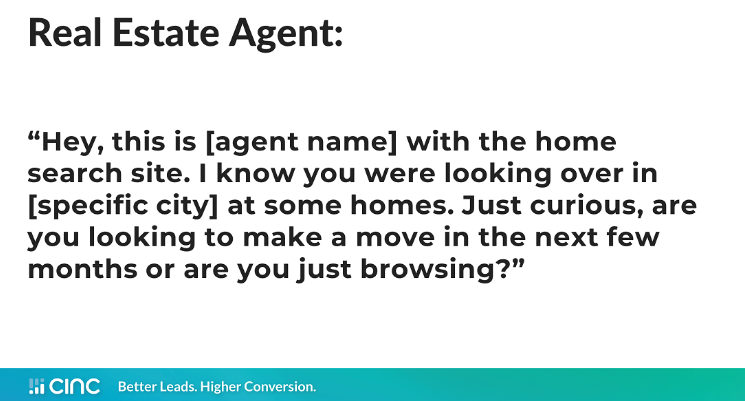 Example of a CINC Real Estate Lead Follow Up Script with a 33% Appointment Rate